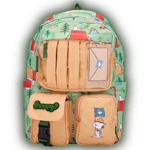 Peanuts Snoopy Beagle Scouts Camping Multi-Pocket Backpack